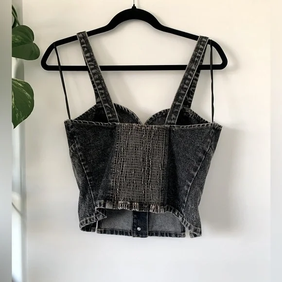Bluivy NWT’S Black washed Denim Tank Top SZ: US M - Picture 6 of 7